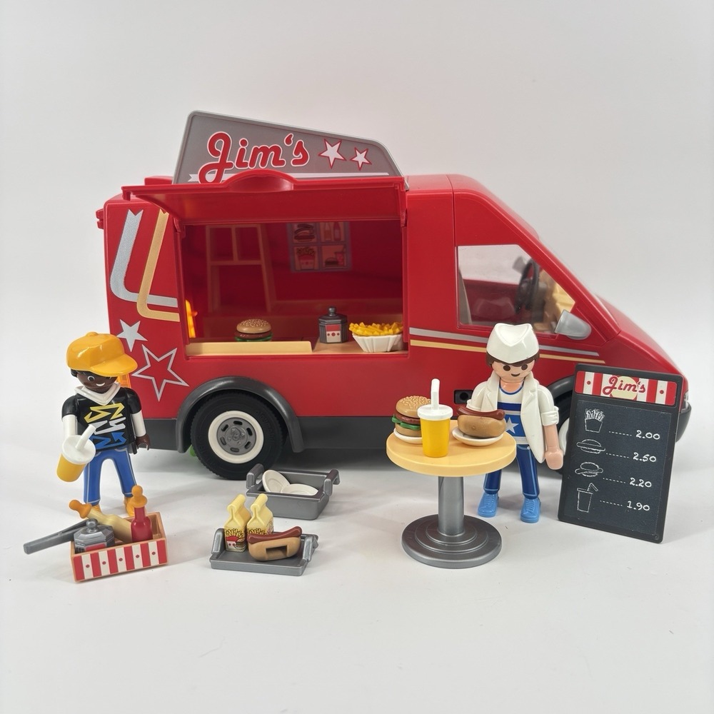 PLAYMOBIL 5632 Jim's Food Truck Van Set w/ 2 Figures & Food Accessories Complete